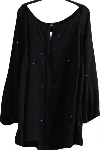Dámská černá průsvitná halenka s kamínky / XXXXL (54) / UK 26 /  ANGLIE