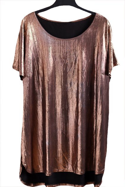 Dámské měděné  lesklé šaty/ delší halenka / NEW LOOK/ XXXXL (54/56) / UK 26 /  ANGLIE