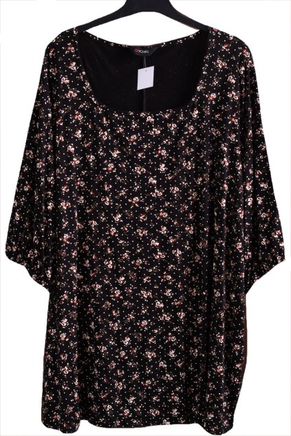 Dámská černá barevně květovaná tunika s puntíky / YOURS / XXXXL (54/56) / UK 26/28 ANGLIE