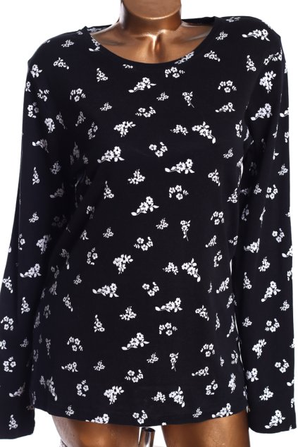 Dámské černé triko s bílými květy / PEACOCKS  / XXXL (48) UK20 / ANGLIE