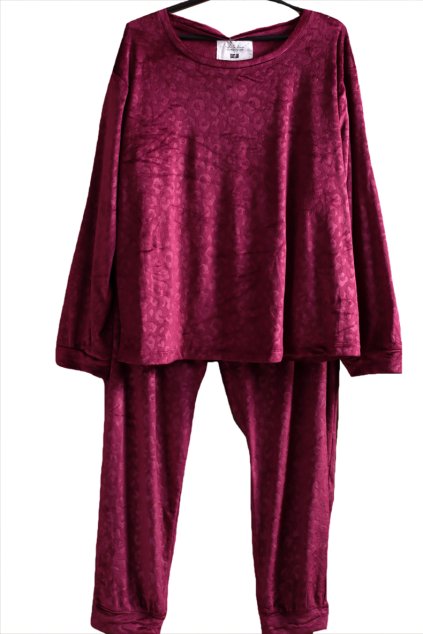 Dámský vínový teplý zimní komplet s leopardím vzorem  / F&F/ XXXL (48/50) / UK 20-22 / ANGLIE