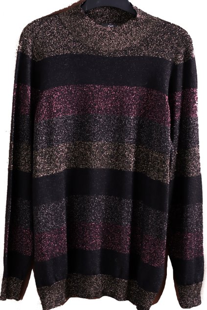 Dámská černá pruhovaná třpytivá halenka/svetřík / F&F / XXXL (50/52++) / UK 22/ ANGLIE
