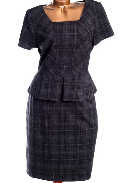 Dámské černo-šedé kostkované šaty / Marks & Spencer / XXL (44) / UK 16 / ANGLIE