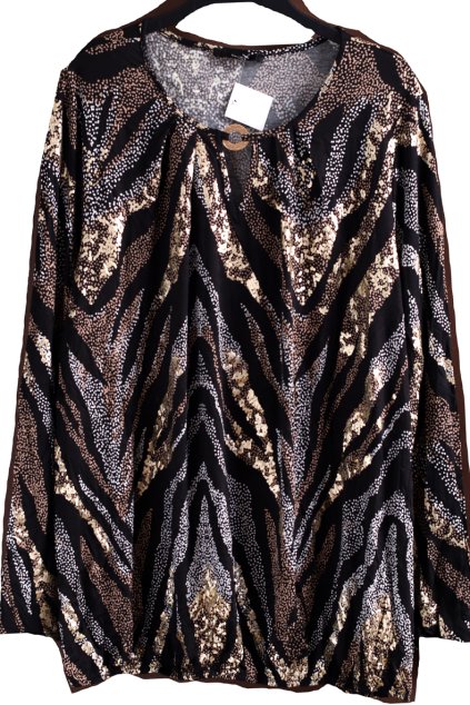 Dámská černá halenka s bílo-zlatými vzory/ GEORGE / XXXL (50/52++) / UK 22 / ANGLIE