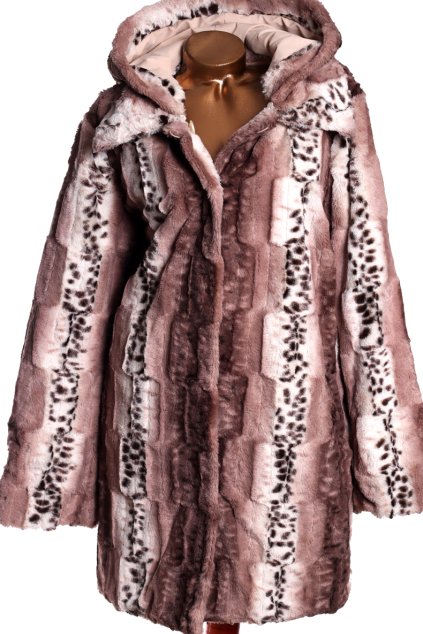 Dámský oboustranný kabát - s leopardím kožíškem a béžový / XXXL (50/52) / UK 22/24 / ANGLIE