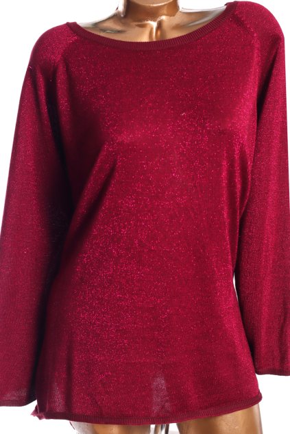 Dámský vínový třpytivý společenský svetr  / NEXT  / XXXL (50) / UK 22 /  ANGLIE