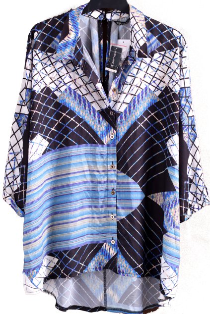 Dámská černo-bílo-modrávzorovaná košile / SELECT / XXL (46) / UK 18 / ANGLIE
