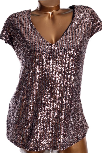 Dámská flitrová halenka s černým zadním dílem  / F&F / XXXXL (48/50) / UK 22 / ANGLIE