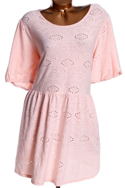 Dámské růžové šaty prošívané madeirou / YOURS / (50/52+) / UK 22/24 / ANGLIE