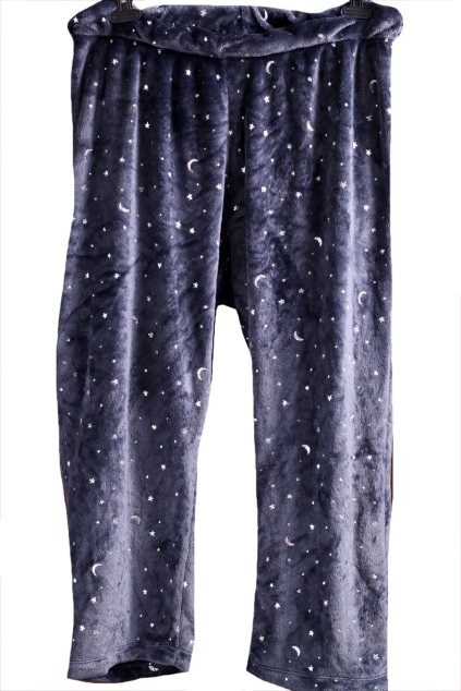 Dámské modré teplé domácí kalhoty s hvězdami a měsícem / F&F / XXXL (48/50) / UK 20-22 / ANGLIE