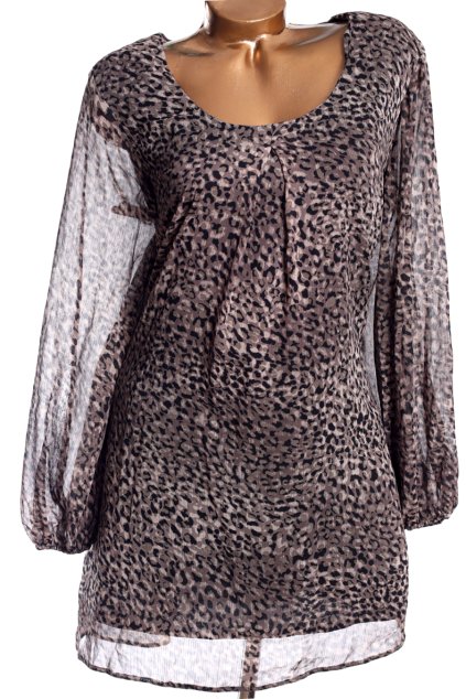 Dámské hnědé šaty s tygřím vzorem  / DOROTHY PERKINS / XXL (46) / UK 18  ANGLIE