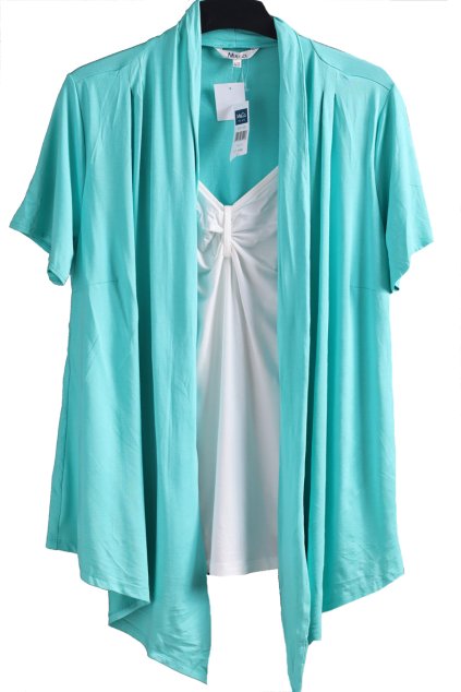 Dámské bílo-tyrkysové triko / Mco / XXL 46/48 / UK 18/20 / ANGLIE