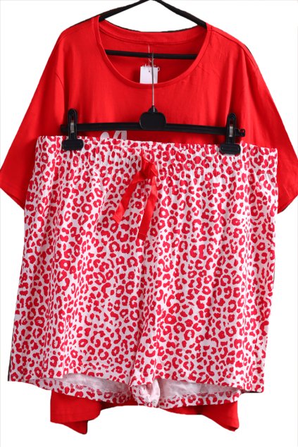 Dámské červeno-bílé krátké pyžamo komplet / STUDIO / XXXXL (52/54) / UK 24/26 / ANGLIE