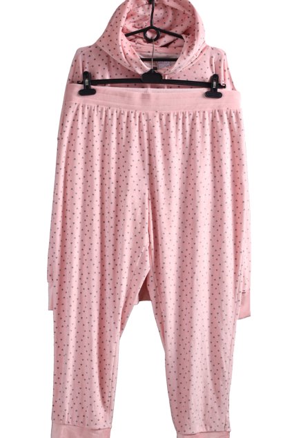 Dámský růžový teplý domácí komplet/pyžamo se srdíčky / F&F / XXL (48/50) / UK 20/22 / ANGLIE
