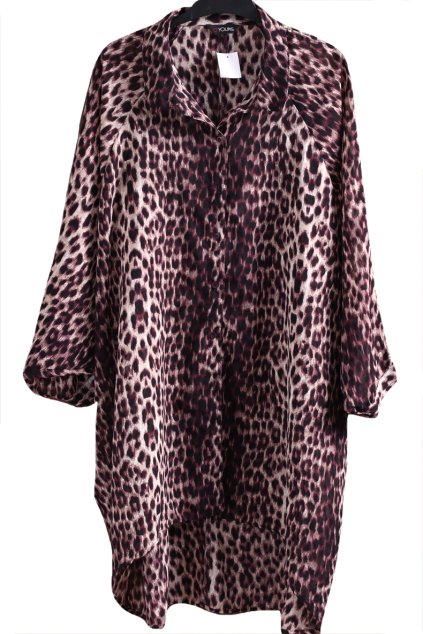 Dámská fialovo-béžovo-černá leopardí oversized košile / YOURS/ XXXL (50/52/54++) / UK 22/24 / ANGLIE