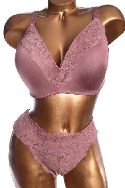 Dámský starorůžový komplet - podprsenka, kalhotky / GEORGE / / 40E - 40 / ANGLIE