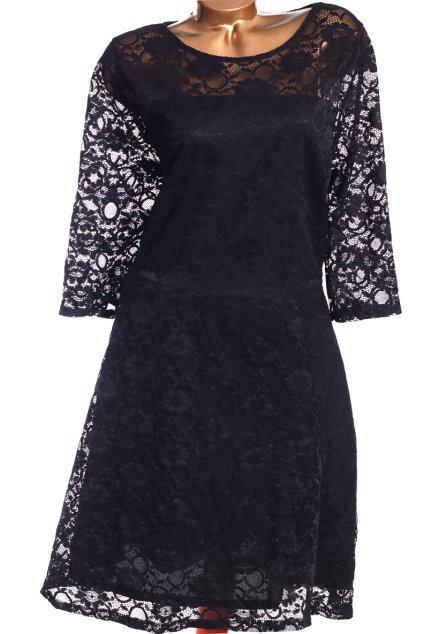 Dámské černé krajkové šaty / STUDIO / XXXXL (52) / UK 24 / ANGLIE