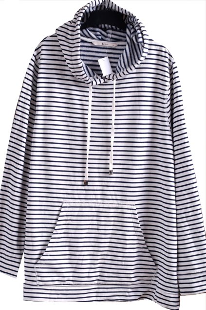 Dámská modro-bílá pruhovaná mikina  / TU / XXXXL (52) / UK 24/ ANGLIE