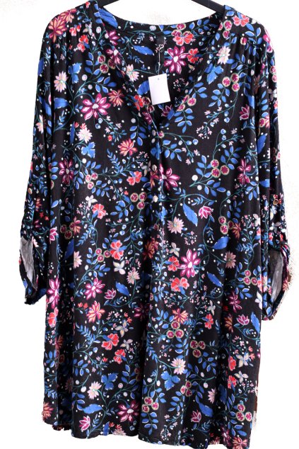 Dámská černá halenka s barevnými květy / EVANS /XXXXL (50/52) /  UK 22/24 ANGLIE