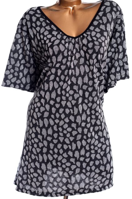Dámská černo-šedá vzorovaná třpytivá tunika / IVANS / XXXXL (58-60) / UK 30-32 / ANGLIE