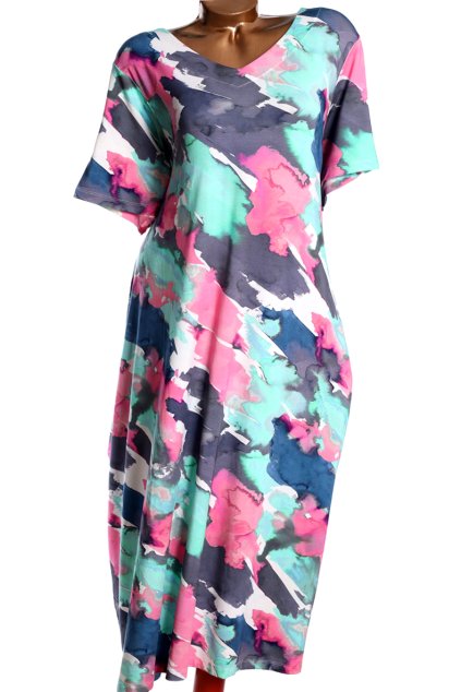 Dámké barevně vzorované  šaty / BOX 2 / (58/60) / UK 30-32 / ANGLIE