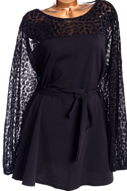 Dámská černá halenka s rukávy se semišovým vzorem / YOURS / XXXXL (54/56) / UK 26/28  / ANGLIE