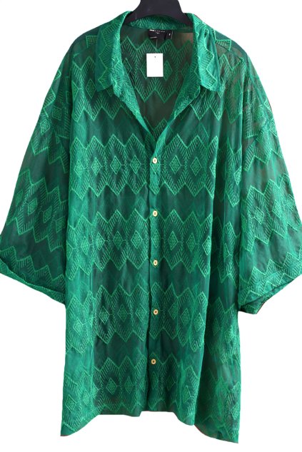 Dámská průsvitná vzorovaná zelená košile / ASOS / XXXXL (52) / UK 24 / ANGLIE