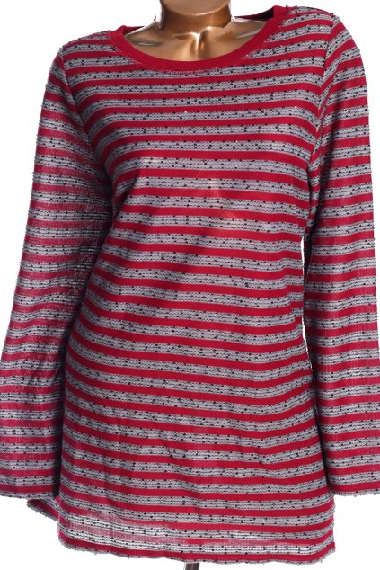 Dámská šedo-vínová pruhovaná halenka s flitry  / GEORGE / XXL (44) / UK 16 / ANGLIE
