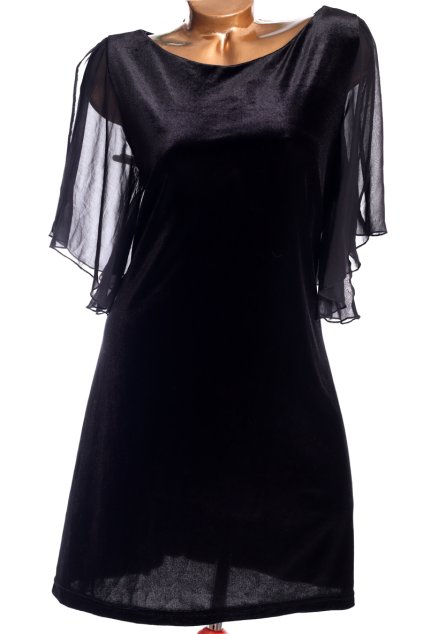 Dámské černé semišové šaty s volánovými rukávy /DOROTHY PERKINS  /  XXXL (50) / UK 22 / ANGLIE