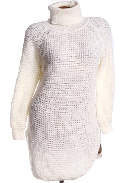 Dámské bílé rolákové svetrové šaty  /  XXL (46/48) / UK 18/20 / ANGLIE