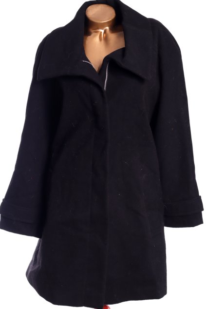 Dámský černý kabát na zip / Bm /  XXXXL (52/54) / UK 24 / ANGLIE