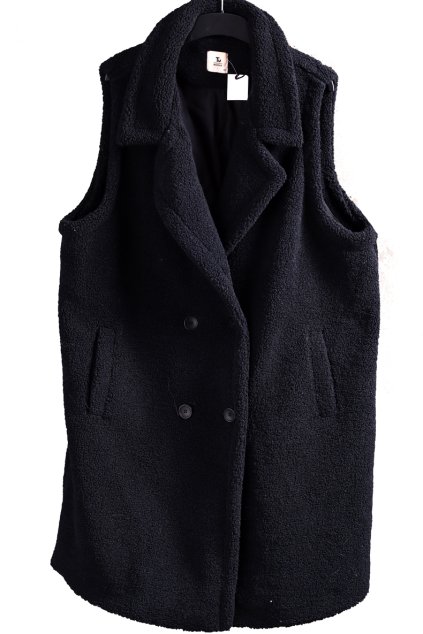 Dámská černá plyšová silná zimní vesta / TU / XXXL (48/50/52) / UK 20/22 /ANGLIE