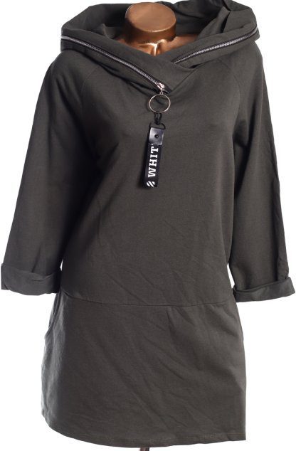 Dámské khaki mikinové šaty / FASHION/ XXXL (48/50) / UK 20/22 / ANGLIE