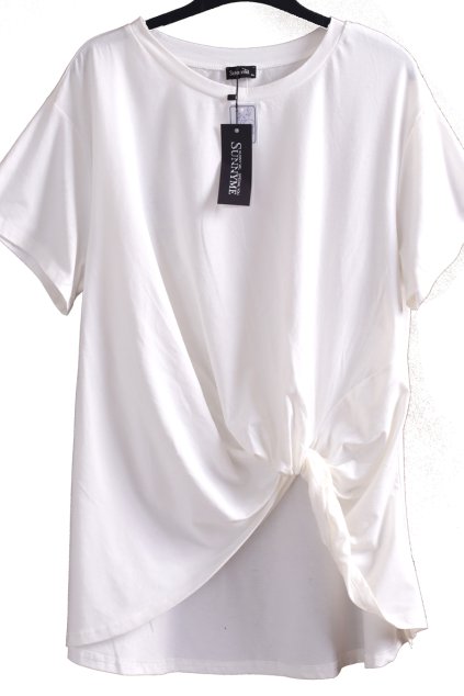 Dámské bavlněné bílé triko se zavazováním  / SUNNYME / XXXL (48/50)/ UK 22 / ANGLIE