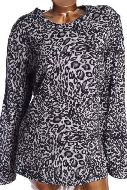 Dámskášedo-černá halenka s leopardím vzorem / TZO / XXXL/XXXXL (50/52) / UK 22/24 / ANGLIE