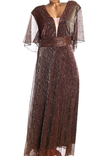 Dámské značkové měděno-černé třpytivé šaty s flitry / FLYCURVY/  XXXL (58/60) / UK 30/32 / ANGLIE