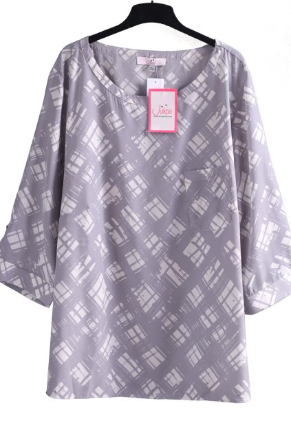 Dámská šedo-bílá vzorovaná halenka / JULIPA / XXXL (58) / UK 30 / ANGLIE