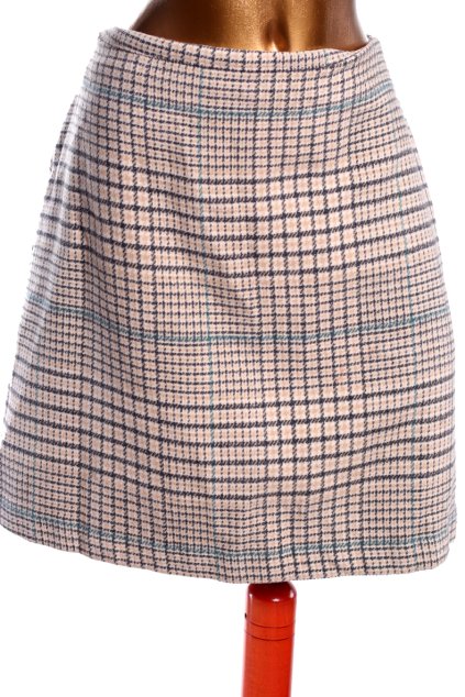 Dámská zimní teplá šedo-hnědo-krémová kostkovaná sukně / NUTMEG / XXXL (48) / UK 20 / ANGLIE