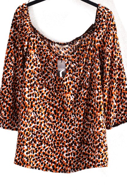 Dámská bílo-hnědo-černá puntíkatá halenka / GEORGE  / XXXL (48) / UK 20 / ANGLIE