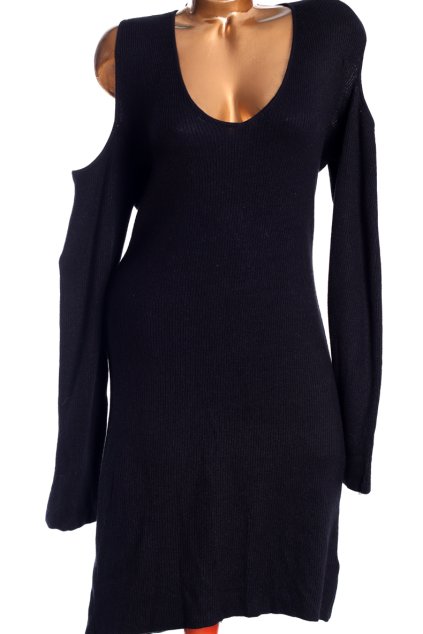 Dámské černé svetrové šaty s výkroji na rameny / PRETTY LITTLE THING /  XXXL (48/50) / UK 20 / ANGLIE