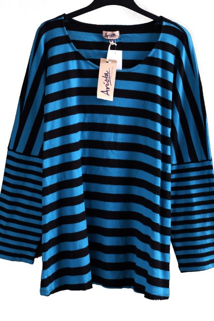 Dámské černo-modré pruhované triko  / ARISTA / XXL (46/48/50) / UK 18/20 / ANGLIE