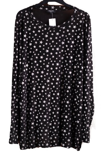 Dámské průsvitné černé triko s hvězdami / SIMPLY BE / XXXXL (56) / UK 28 ANGLIE