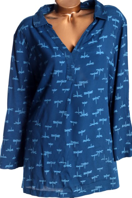 Dámská značková modrá halenka s vážkami - tradiční anglická značka  / WHITE STUFF / XXXL (50) / UK 22 / ANGLIE