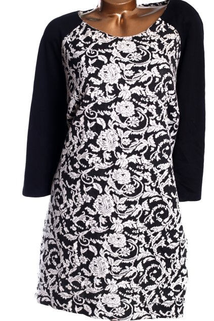 Dámské černo-bílé šaty s krajkovým vzorem /  XXXL  50 /UK 22 / ANGLIE