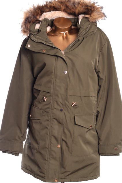 Dámská kvalitní zimní khaki bunda / s kapucí / TU  / XXXXL (52) / UK 24 / ANGLIE