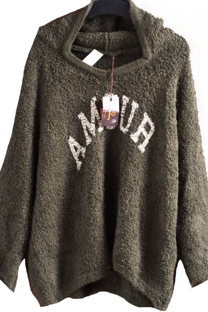 Dámská zelená plyšová mikina s nápisem /LINDSAY / XXXXL (50/52) / UK 22/24 / ANGLIE