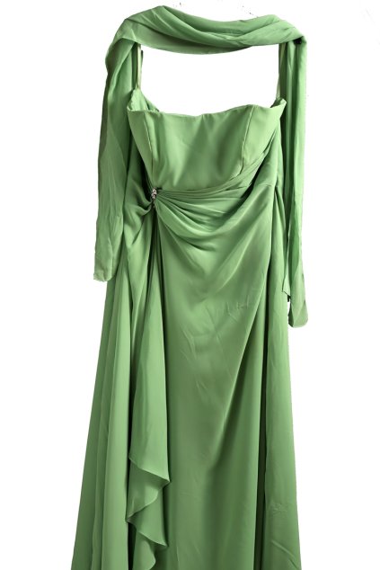 Dámské společenské zelené šaty + šálka/ MARI LEE / XXXL (50/52) / UK 22/24 / ANGLIE