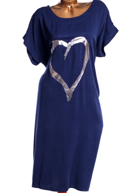 Dámské tmavě modré šaty se srdíčkem  / OBSESSION / XXXXL (54/56/58) / UK 30 / ANGLIE