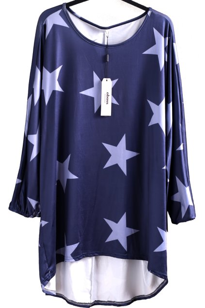 Dámská černo-fialová tunika s hvězdamiy  / OBOSS / XXXXL (52) / UK 24 / ANGLIE