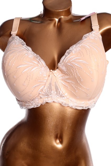 Dámská tělovo-bílá krajkovaná podprsenka / GEORGE / 42E / ANGLIE